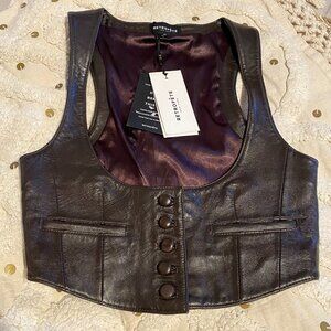 Retrofete Cropped Bustier Leather Vest